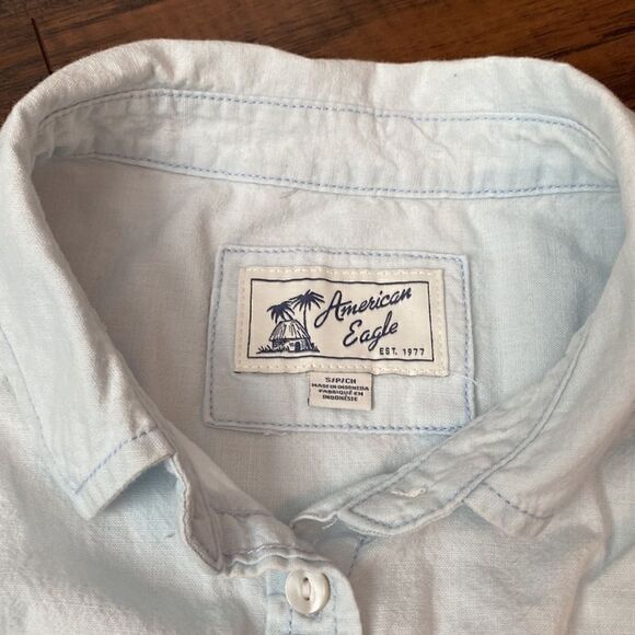 American Eagle Oversized Chambray Blouse - Size Small - Picture 2 of 9